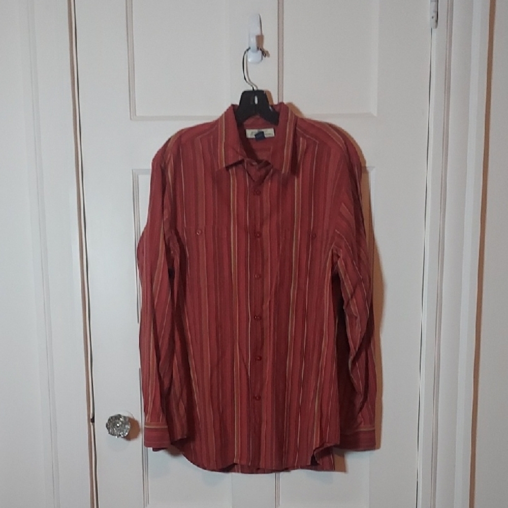 Tommy Bahama Men's Long Sleeve Striped Button Up Shirt Silk/Cotton Blend Size M